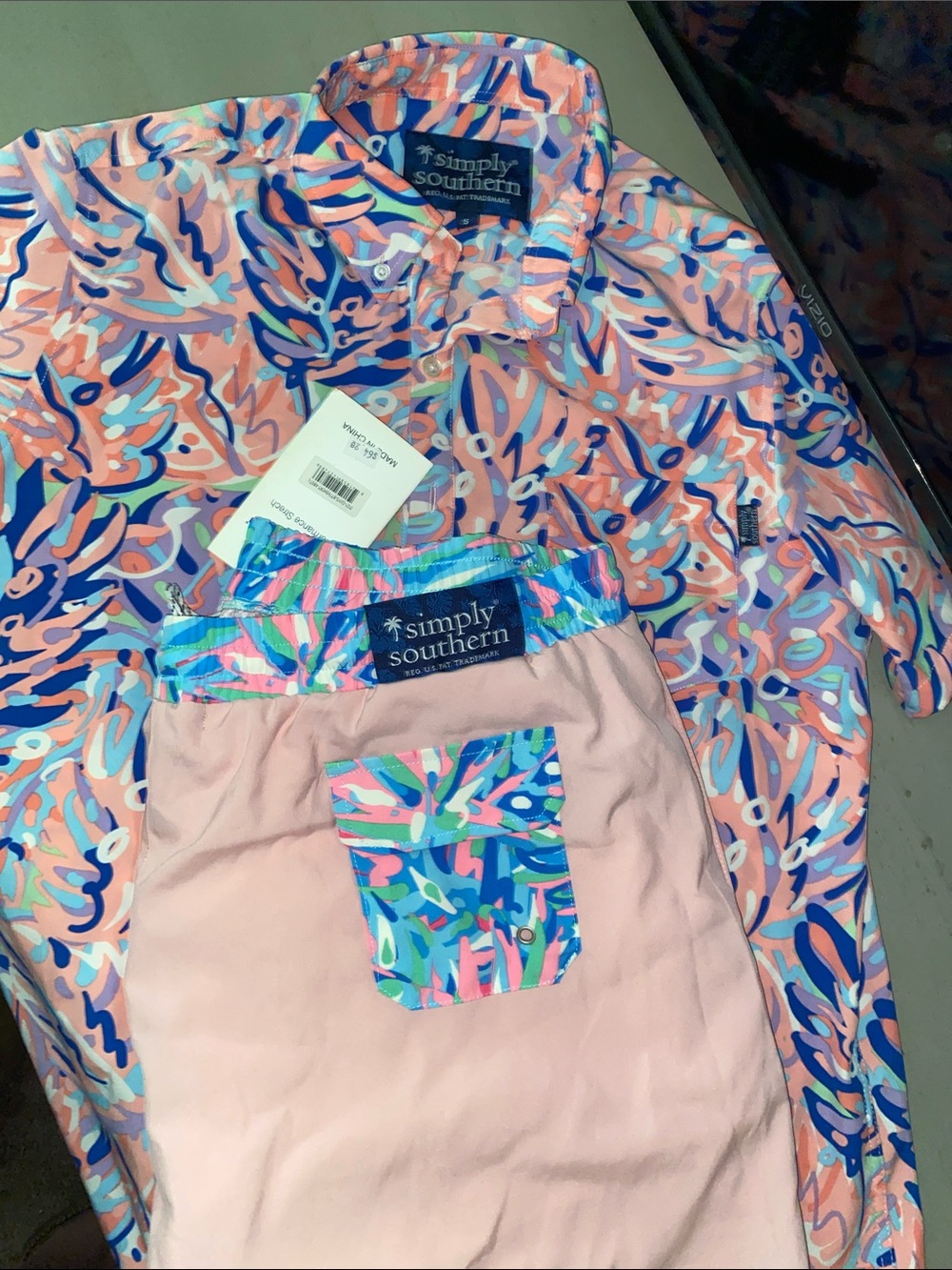 New Simply Southern Performance Stretch Shorts & Polo Shirt to Match - Picture 5 of 6